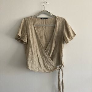 Zara Linen Wrap | M | oatmeal / organic linen tie
